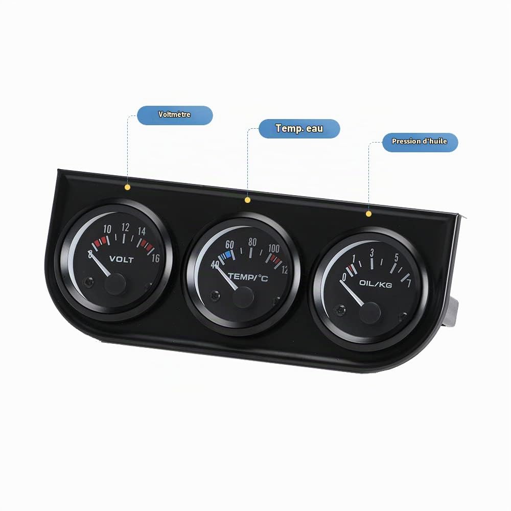 Riloer 12V capteur trois en un pour jauges d'instruments à huile Jauge de pression d'huile Jauge de température d'eau, Plage de mesure: 40~120 Celsius