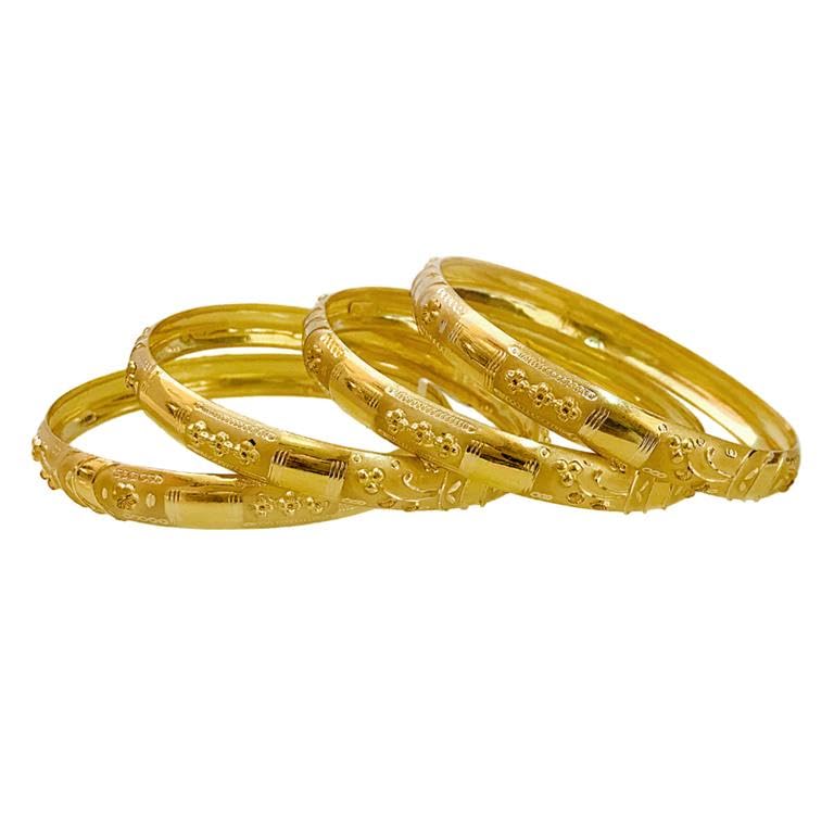 18 Kt Real Gold Design Handmade Slip-On Bracelet Bangle Elegant Artisan Crafted Womens Gold Jewelry