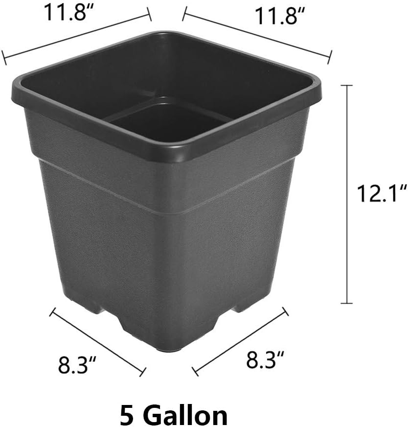 Plant Pots Flower Pot 10-Pack 5 Gallon Planter Nursery Pot Garden Seedling Planters Containers Plastic Injection Molded Pots with Drainage Holes for Outdoor Indoor Plants Vegetables, Black