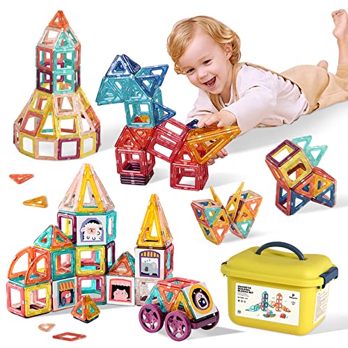 Bc Babycare 113Pcs Magnetic Tile Building Blocks Set For Kids 36M+ With Storage Box，Preschool Educational Magnetic Building Toys Gift Set For Boys And Girls Aged 3+ #TOP4