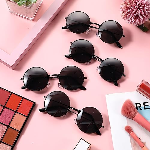 Kanayu 24 Pair Hippie Sunglasses Vintage 70s Circle Sunglasses for Women Men Hippie Party Decorations Retro Round Sun Glasses3