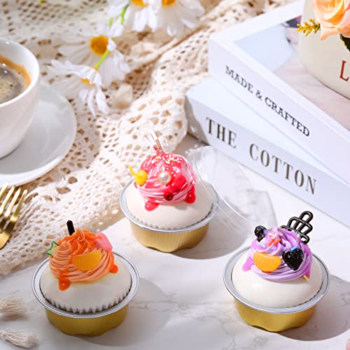 150 Pcs Baking Cups With Lids, 1.6 Oz Muffin Cupcake Liners Aluminum Foil Mini Cake Pans Small Gold Disposable Ramekins Flan Containers With Lids For Weddings, Birthday, Various Holiday Parties #TOP5