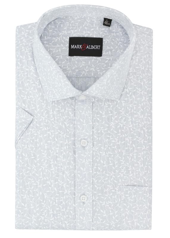 Image of Mark & Albert Men's Half Sleeve Cotton Linen Shirt Blue