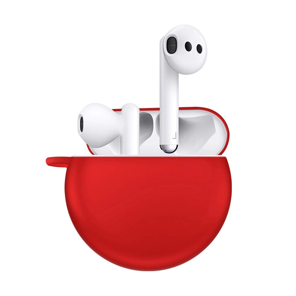 BAOIWEI Protective Cover for Huawei Freebuds 3 2019 Wireless Charging Case, Light and Thin Silicone Protective Skin Cover with Ring Holder Shockproof Waterproof Shell for Huawei Freebuds 3 (Red)