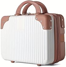 Mini Hard Shell Hard Travel Luggage Makeup Case Small Portable Carrying Case Suitcase Organizer Makeup Storage Cosmetic Bag For Women (B-White&Rose), 5 cm