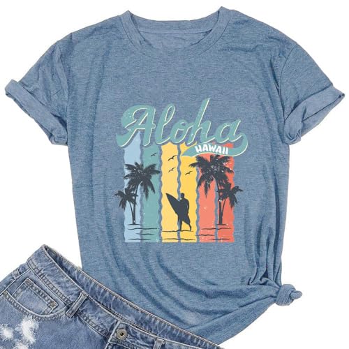 Image of Vacay Mode T Shirts for Women Summer Beach Hawaii Vacation Short Sleeve Tops Holiday Cruise Getaway T Shirts