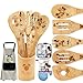 Wooden Spoons for Cooking,Cartoon Bamboo Spoons Utensils Set Kitchen Decoration with Apron Oven Mitt Potholder,Birthday Gifts Anniversary Present for Women Friends 9PCS