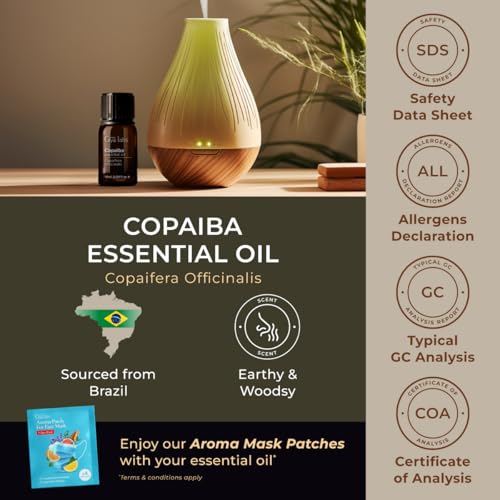 Image of 100% Pure Copaiba Essential Oil - 0.34 Fl Oz - Copaiba Oil for Hair, Skin, Diffuser, Aromatherapy & DIY Candle Making Scent