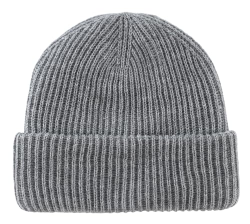 Home Prefer Rib Knit Beanie Hat for Men and Women (US, Alpha, One Size, Light Grey)