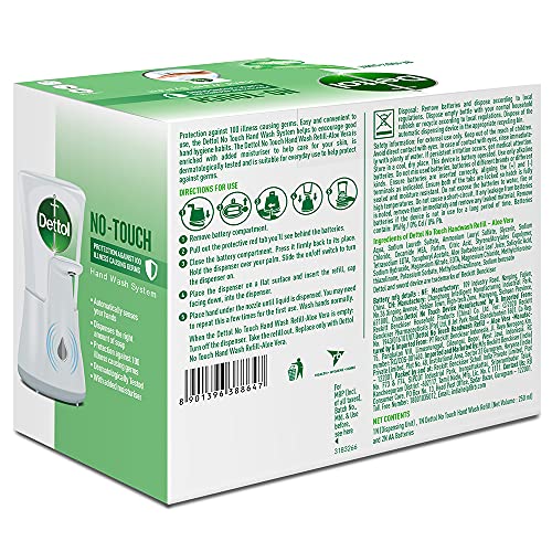 Image of Dettol Handwash No-Touch Automatic Soap Dispenser Device Kit, with 3x250ml Aloe Vera Refills free | Aloe Vera & Moisturizer | 10X Better Protection from Germs