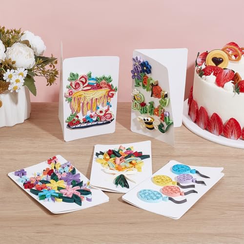 WEBEEDY 20 conjuntos de kit de quilling de papel, faça você mesmo, cartões de feliz aniversário para