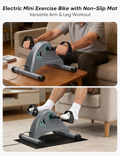 Image of Under Desk Bike Pedal Exerciser for Seniors, LUBBYGIM Mini Exercise Bike for Physical Therapy, Electric Motorized Foot Pedal Machine for Arm and Leg Fitness, 6 Speed Levels