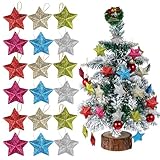 LIFKICH Adornos Colgantes de Estrellas 3D Doradas Purpurina para Navidad, Decoración de Árbol y Fiesta, 30 Piezas, Colgantes Navideños Plásticos Brillantes para Hogar y Eventos