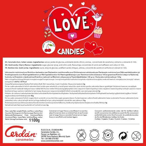 Miniatura 4 de Caramelos Cerdán - Piruletas Corazón Love Sabor Cereza Caramelo Duro Con Palo Sin Gluten Ni Alérgenos Ideal Para Fiestas, Eventos Y Cumpleaños Bolsa De 100 Unidades