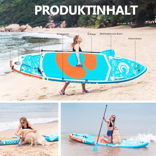COOLCAA Stand Up Paddling Board 354cm (Farbe: Cyan & Orange) - 6
