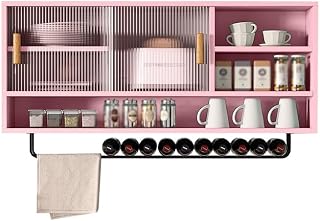 Armario de pared acrílico con puerta corrediza, elegante estante de almacenamiento de cocina, versátil para sala de estar, comedor y baño, color rosa (120 x 50 x 28 cm)