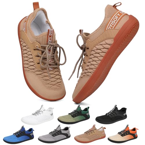 DYISOFY Barfußschuhe Damen Herren Frühling-Sommer Traillaufschuhe Fitnessschuhe rutschfest Zero-Drop Leicht Atmungsaktiv Breiter Zehenbox