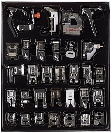 Youngine 32pcs Professional Sewing Machine Presser Feet Set Low Shank Snap-on Foot Kit for Brother, Singer, Janome, Viking