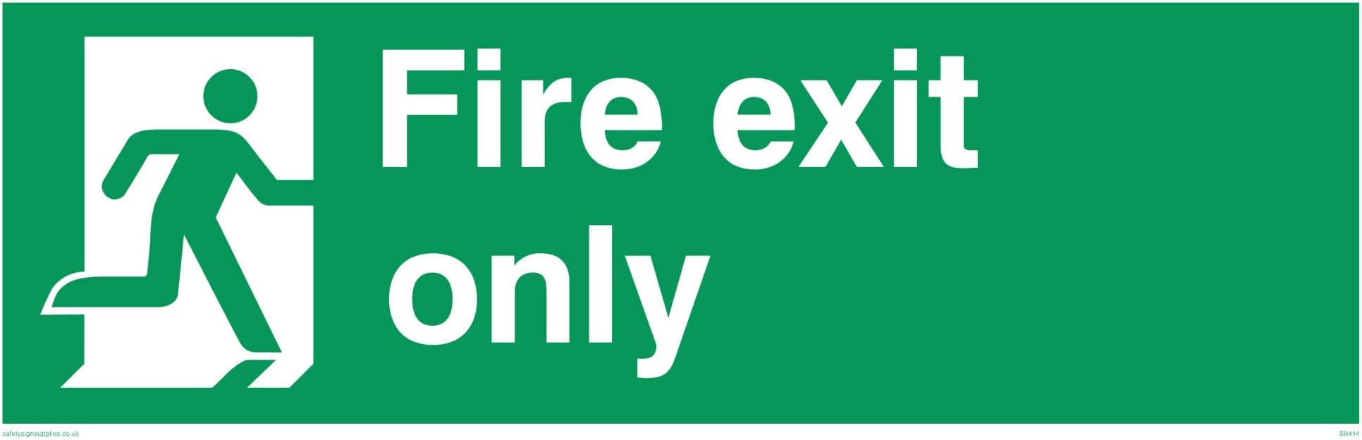 Viking Signs SB414-L31-V "Fire Exit Only" Sign, Vinyl, 100 mm H x 300 mm W