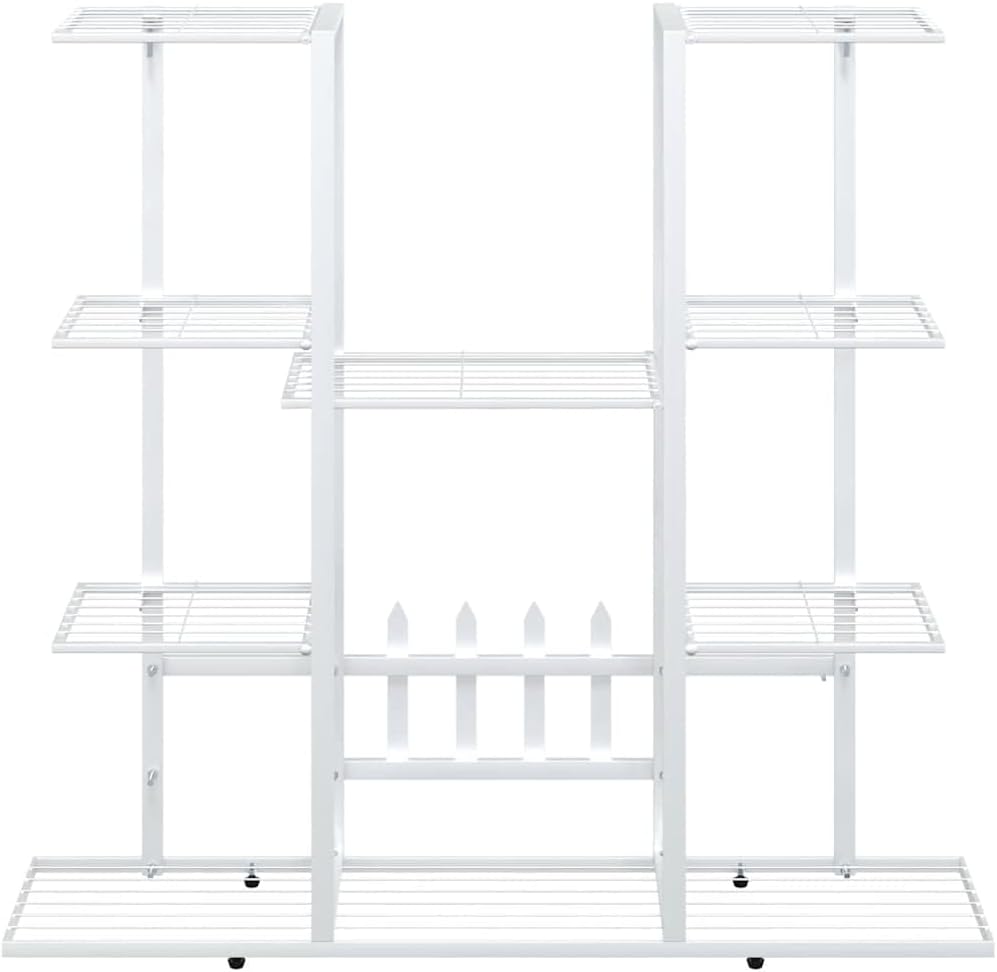 vidaXL Flower Stand White Powder-coated iron Tall Decorative Inlays