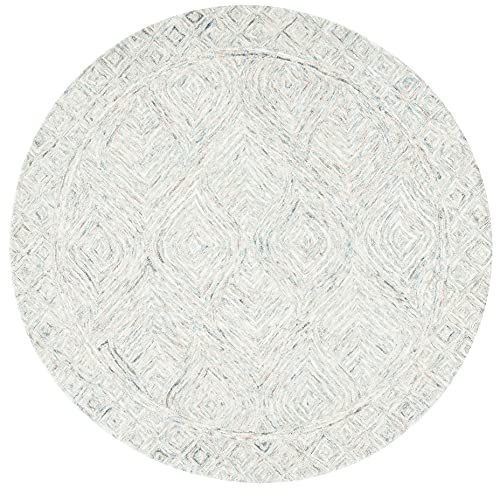 Tapete redondo beige y gris 6' de lana hecha a mano miniatura 3