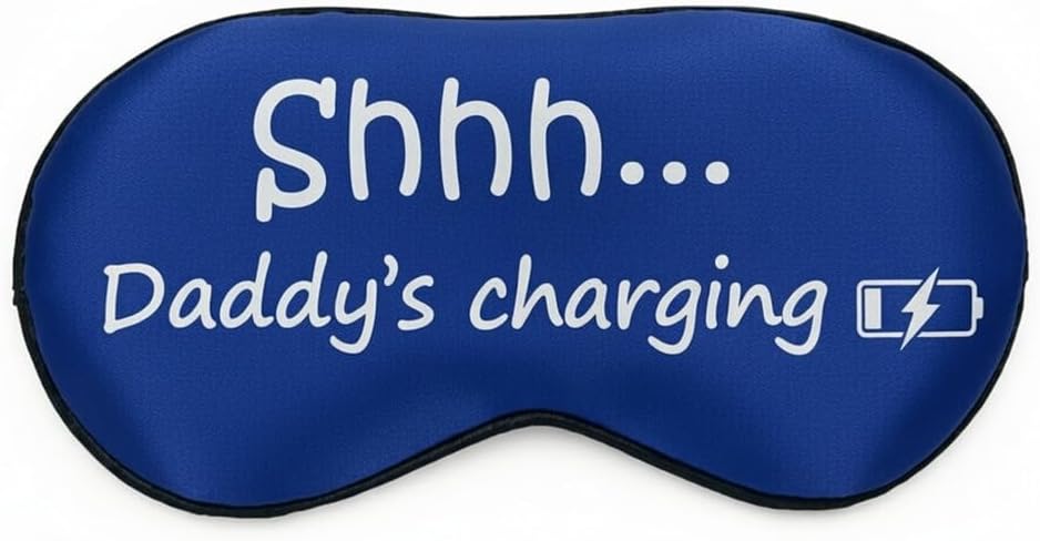 Shhh… Mommy Charging, Shhh… Daddy Charging Funny Sleep Mask Set for Dad, Mom, Parents & New Parents. Napping Gift for Father’s Day, Mother’s Day, Birthday, Christmas Stocking Stuffer.