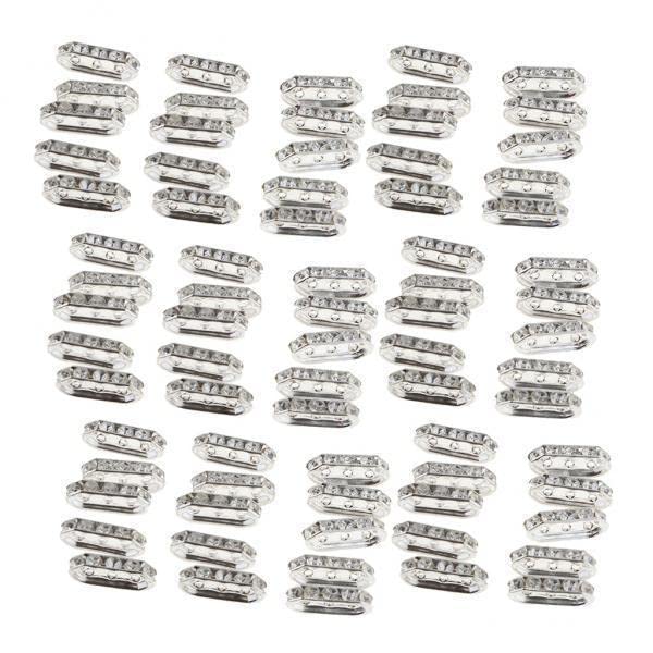 SNAPPSY 2x100Pcs Rhinestone 3 Holes Spacer Beads Bars Metal Jewelry Connector Crafts-picture-37