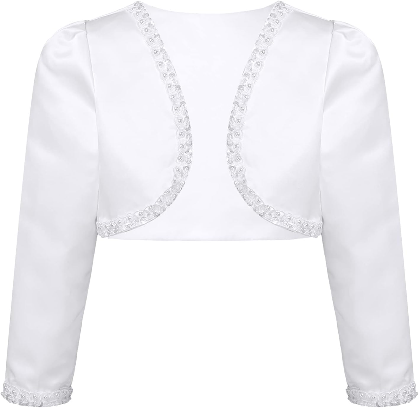 Sywiyi Kids Girls Open Front Dress Coat Long Sleeves Flower Girls Wedding Dress Cover Up Bolero Shrug