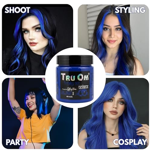 Image of Temporay Hair Color Wax | Metallic Shine | For Men & Women | DIY Instant Hair Color | Temporay Color 1 Day 1 Wash | No Ammonia, Bleach & Damage | Navy Blue - 100 gram