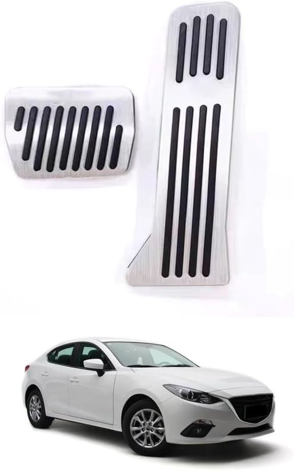 Car Pedal Covers for Mazda 3 Axela 2014 2015 2016 2017 2018, Auto Aluminum Gas Pedal Covers Accessories Replacement, Non-Slip Accelerator Brake Foot Rest Pedals(Set of 2)