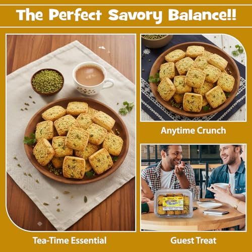 Image of Panchhi Dhaniya Moong Dal Biscuits 345 Gram Savory Crispy Biscuits with Moong Dal and Coriander Made with Wheat Flour Butter Milk Solids and Custard Powder Perfect Tea Time Snack