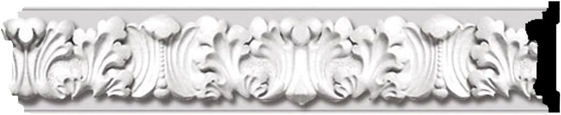 Endurathane Benson Acanthus Leaf Chair Rail 3 1/2"H x 3/4"P x 94 1/2"L, Factory Primed (2-Pack)