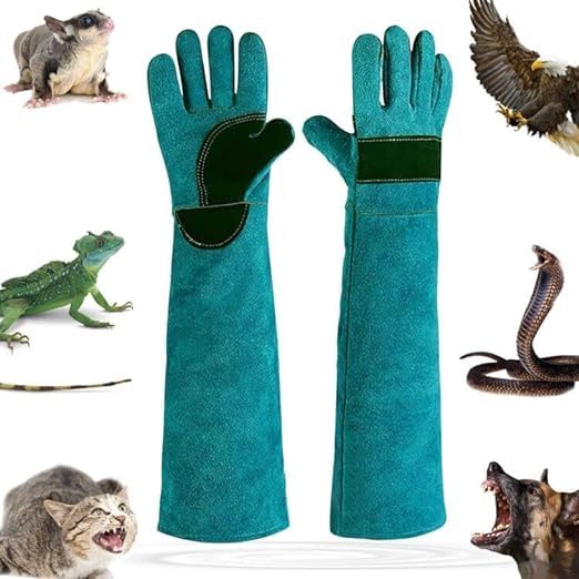 Vomurra Animal Handing Gloves Bite Proof,Leather Welding Gloves,Multipurpose Puncture Proof Glove for Dog,Cat,Reptile,Snake