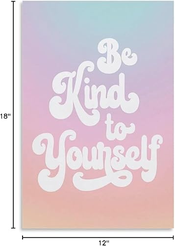 Miniatura 9 de Póster con texto en inglés «Be Kind to Yourself», póster estético de degradado pastel, arte de pared impreso con cita positiva, póster de menta,
