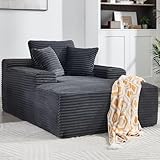67' Oversized Chaise Lounge Chair, Modern Corduroy Cloud Couch with 3 Pillows, Deep Seat Boneless Sofa for Living Room, Reading Nap Chair, No Assembly Required, Machine Washable Cover (Grey2)