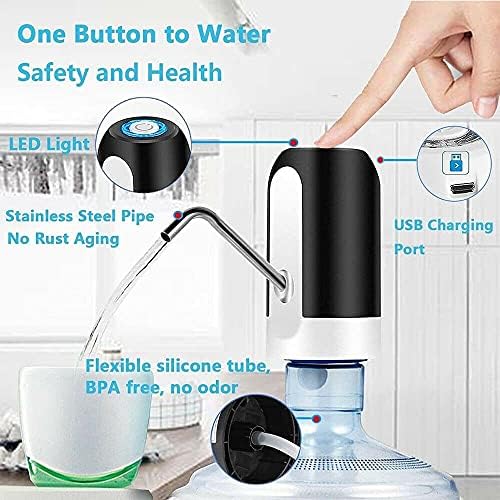 Electric Water Bottle Pump, Universal 2-5 Gallons Automatic Drinking Mini Water Dispenser USB Charging Water Bottle Dispenser Pump for Office,Home,Camping, Kitchen, Travel