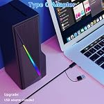 AOC Bluetooth 5.3 Haut-parleurs d'ordinateur Détachable Soundbar & Modes stéréo RGB Jeu PC Conférenciers USB Commande tactile motorisée 10W pour Ordinateur portable de bureau Monitor PS5 Commutateur Xbox