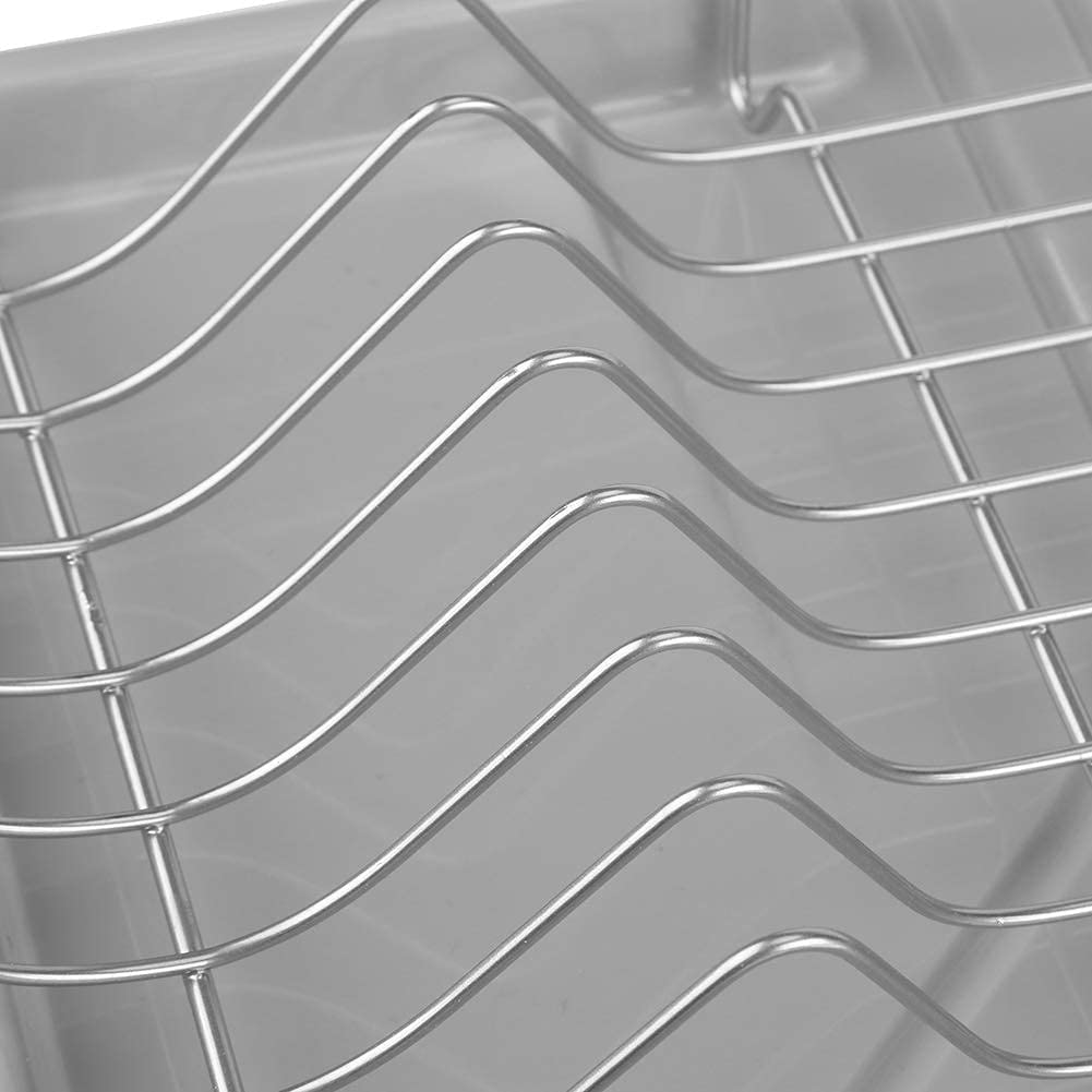 Wakects Sèche-Vaisselle en Acier Inoxydable avec Bac de Récupération Amovible, Adapté pour Contenir La Vaisselle, Les Tasses, Les Cuillères et Autres Ustensiles de Cuisine