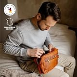 Berliner Bags Vintage Kulturbeutel Paul aus Leder, Kulturtasche für Damen und Herren für Reisen - Braun, Brązowy
