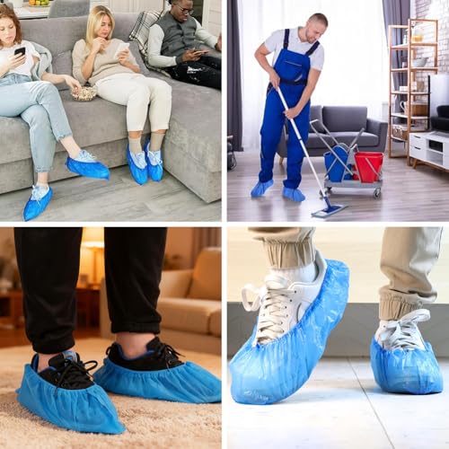 300 Stück Schuhüberzieher Einweg, Schuhüberzieher Wasserdicht, Rutschfest Staubdicht Galoschen, Starke Überschuhe Latexfrei, Einheitsgröße, 3g Starkem CPE Material
