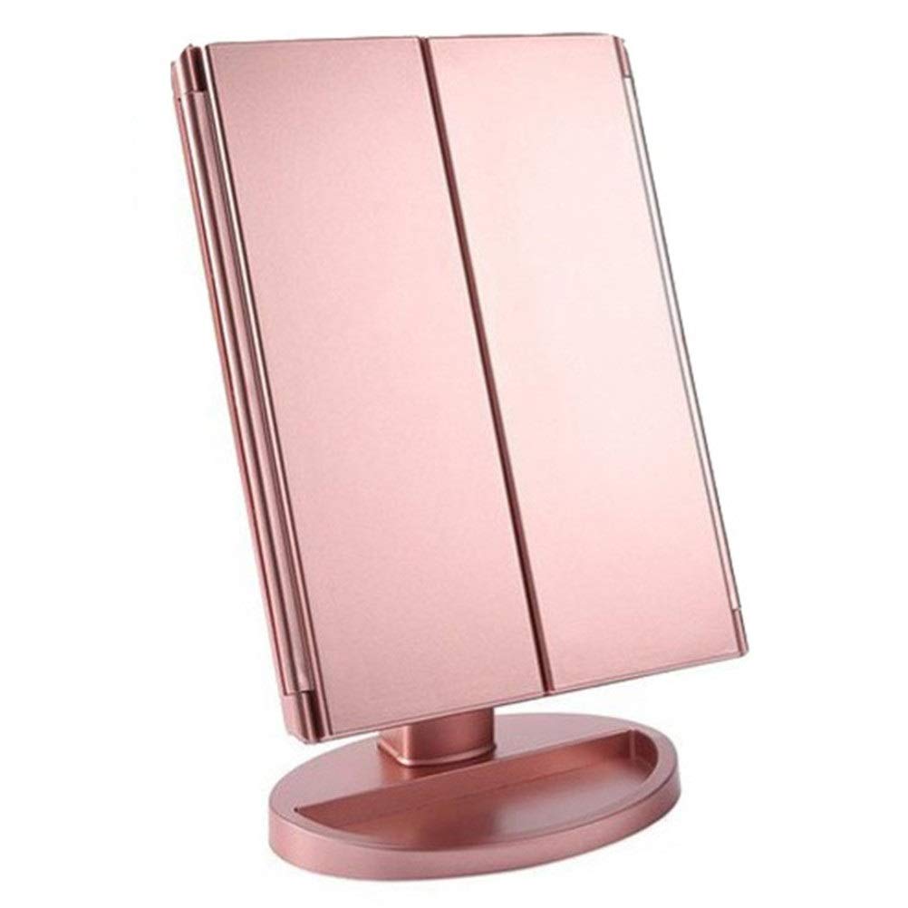 FLYIODFCXV Cosmetic mirror, LED Make Up Mirror Illuminated Cosmetic Light Stand 3-folding 22 Light-emitting Makeup