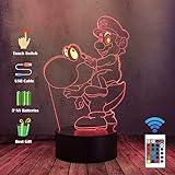 Spiel Super Mario Bros - Reiten Sie eine Yoshi Dinosaurier Actionfigur Lampe - 3D LED Schlafzimmer Home Decor - 7 Farben ändern Nachtlicht - Kind Kinder Baby Geschenke Spielzeug - für Weihnachten