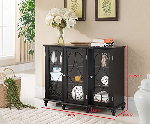 Kings Brand Furniture Wood Storage Sideboard Buffet Cabinet Console Table, Black #TOP2