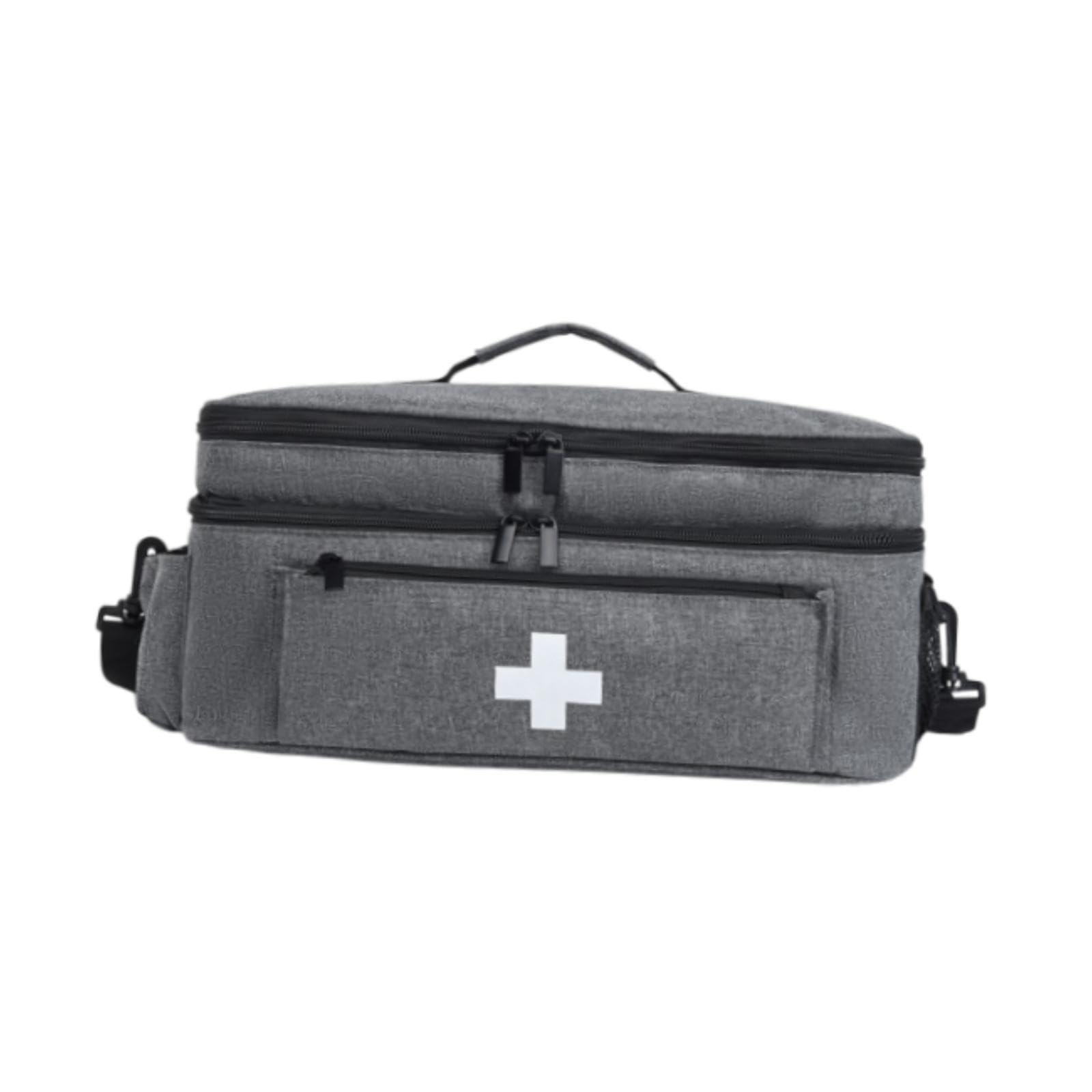 Bolsa de primeros auxilios, bolsa de almacenamiento vacía, cremallera suave, bolsa de emergencia, kit de emergencia, organizador para exteriores, hogar, senderismo (gris)