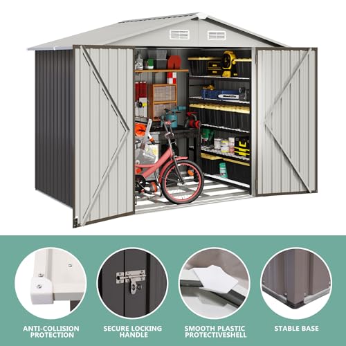 image for Aoxun 7.8’x5.8’ Outdoor Metal Storage Shed, Steel Utility Tool She