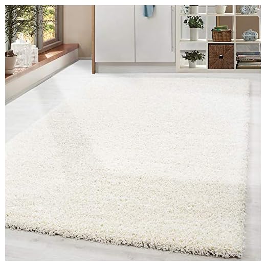 HomebyHome Tapis Salon 200x300 Moderne Tapis Chambre Adulte Tapis Crème 200x290 cm - Tapis Shaggy Salle de Séjour Tapis Poil Long Concevoir Unicolore Tapis Doux Moelleux Tapis Cuisine Moquette Salon