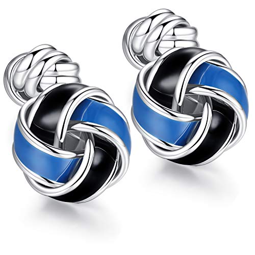 HONEY BEAR Mancuernillas Twist Knot acero azul y negro miniatura 2