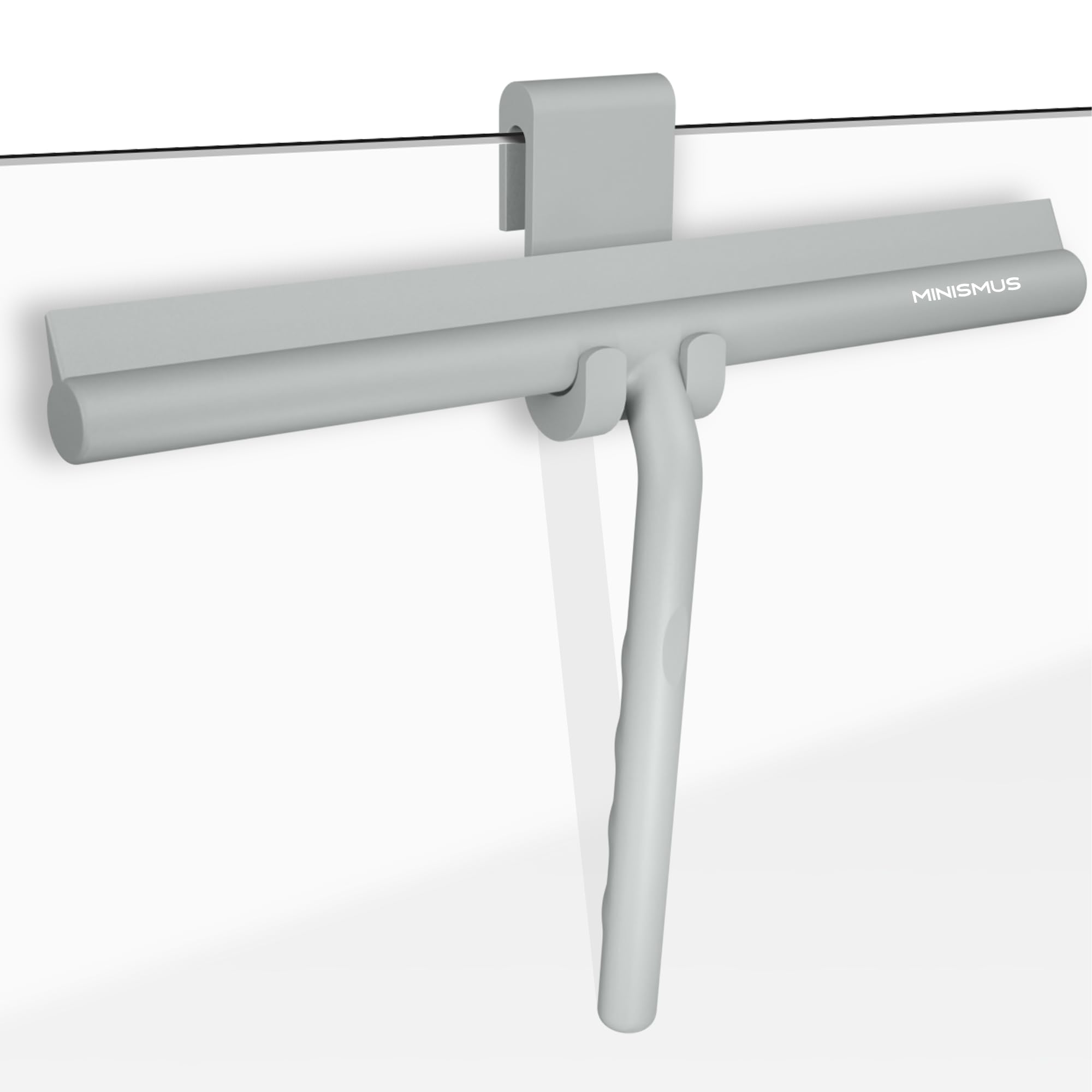 Minismus Silicone Shower Squeegee, No Drilling Bathroom - 28cm Grey Hook