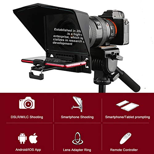 YYOYY Teleprompter com controle remoto, teleprompters para telefones celulares PC tablets de até 20
