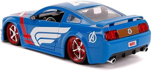Miniatura 8 de Jada Marvel 1:24 2006 Ford Mustang - Auto fundido a presión con figura del Capitán América de 2.75 pulgadas, juguetes para niños y adultos
